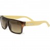 Fashion Moon Bamboo Handle Brown Rectangular Frame Sunglasses