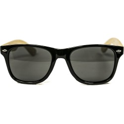 Fashion Moon Bamboo Handle Black Top Gun Frame Sunglasses