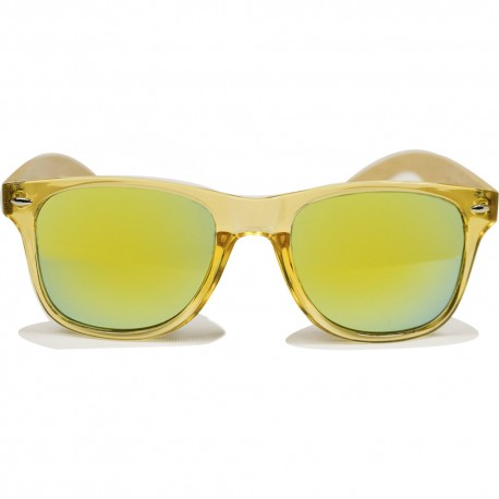 Fashio Moon Bamboo Handle Yellow Ball Gun Frame Sunglasses