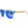 Fashion Moon Bamboo Handle Blue Top Gun Frame Blue Mirrored Sunglasses