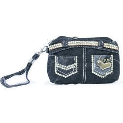 Grated Denim Small Handbag