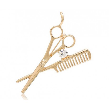 FashionMoon Berber Jewelry Scissors Comb Model Brooch