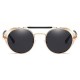 FashionMoon Gothic Gold Framed Black Glazed Metal Edge Folding Model Unisex Sunglasses