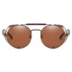 FashionMoon Gothic Brown Framed Brown Glazed Metal Edge Folding Model Unisex Sunglasses