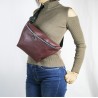 Women's Burgundy Single Zippered Waist Bag