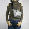 Women's Silver Single Zippered Large Waist Bag