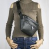 Women's Black Double Zippered Belt Waist Bag