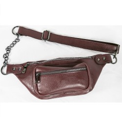 Waist Bag Chain Model Burgundy Color