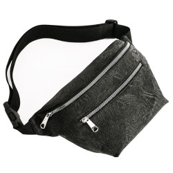 Large Waist Bag Black Color Matte Textured Pattern