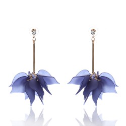 Crystal Flowered Drop Model Long Earrings