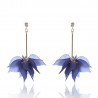 Crystal Flowered Drop Model Long Earrings