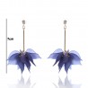 Crystal Flowered Drop Model Long Earrings