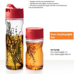 Tupperware Duru Sosluk Olive Oil Set with Red Lid