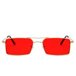 Fashion Moon Vintege Retro Küçük Dikdörtgen Çerçeveli Trendy Kırmızı Camlı Güneş Gözlüğü