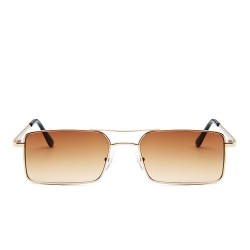 Fashion Moon Vintage Retro Small Rectangular Framed Trendy Degrade Brown Glazed Sunglasses