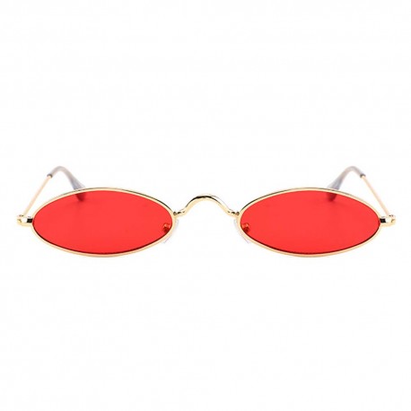 Fashion Moon Retro Steampunk Small Oval Red Glazed Sunglasses