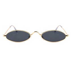 Fashion Moon Retro Steampunk Small Oval Black Glass Sunglasses