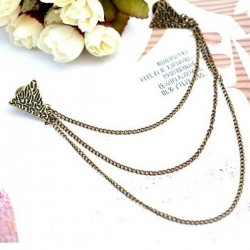 FashionMoon Triangle Model Chain Collar Pin with Antique Pattern