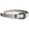 White Leather Antique Silver Buckle Belt