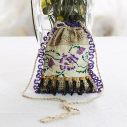 Design Hand Made Purple Antique Canvas Pouch