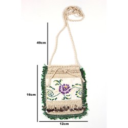 Design Hand Made Green Beaded Antique Crossbag