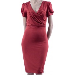 Mango Dress Cruci Croise Neck Red