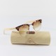 Fashion Moon Brown Retro Half Frame With Bamboo Handle