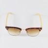 Fashion Moon Brown Retro Half Frame With Bamboo Handle