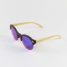 Fashion Moon Wooden Round Half Frame Blue Mirrored Sunglasses