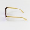 Fashion Moon Wooden Round Half Frame Blue Mirrored Sunglasses