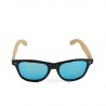 Fashion Moon Bamboo Handle Top Gun Model Light Blue Mirror Glass Black Framed Sunglasses