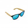 Fashion Moon Bamboo Handle Top Gun Model Light Blue Mirror Glass Black Framed Sunglasses