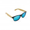 Fashion Moon Bamboo Handle Top Gun Model Light Blue Mirror Glass Black Framed Sunglasses