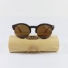 Fashion Moon Wooden Round Half Sunglasses