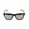 Fashion Moon Bamboo Handle Top Gun Model Mirrored Glass Black Framed Sunglasses