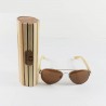 Fashion Moon Bamboo Handle Top Gun Model Brown Framed Brown Glass Sunglasses