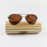 Fashion Moon Bamboo Handle Top Gun Model Brown Framed Brown Glass Sunglasses