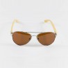 Fashion Moon Bamboo Handle Top Gun Model Brown Framed Brown Glass Sunglasses