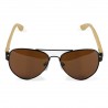 Fashion Moon Bamboo Handle Pilot Model Black Metal Framed Brown Glass Sunglasses