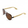 Fashion Moon Bamboo Handle Pilot Model Black Metal Framed Brown Glass Sunglasses