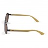 Fashion Moon Bamboo Handle Pilot Model Black Metal Framed Brown Glass Sunglasses