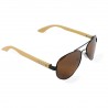 Fashion Moon Bamboo Handle Pilot Model Black Metal Framed Brown Glass Sunglasses