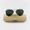 Fashion Moon Bamboo Handle Pilot Model Metal Framed Black Glass Sunglasses