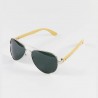 Fashion Moon Bamboo Handle Pilot Model Metal Framed Black Glass Sunglasses