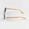 Fashion Moon Bamboo Handle Pilot Model Metal Framed Black Glass Sunglasses