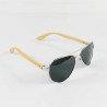Fashion Moon Bamboo Handle Pilot Model Metal Framed Black Glass Sunglasses