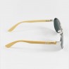 Fashion Moon Bamboo Handle Pilot Model Metal Framed Black Glass Sunglasses