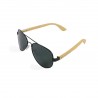 Fashion Moon Bamboo Handle Pilot Model Black Metal Framed Black Glass Sunglasses