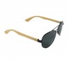 Fashion Moon Bamboo Handle Pilot Model Black Metal Framed Black Glass Sunglasses