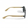 Fashion Moon Bamboo Handle Pilot Model Black Metal Framed Black Glass Sunglasses